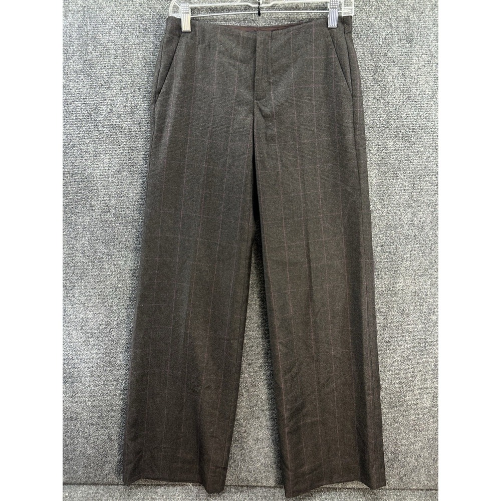 VTG Banana Republic Martin Fit 100% Wool Pants/Slacks Sz 0 Windowpane Gray/Purpl